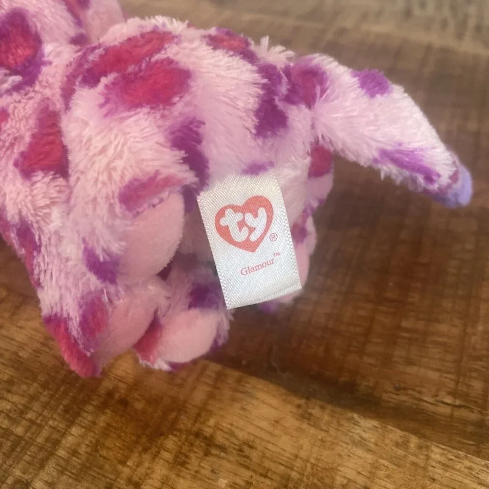 TY Beanie Boo's 6” inch Glamour Pink Purple Leopard Cat May 5 th Birthday  2015